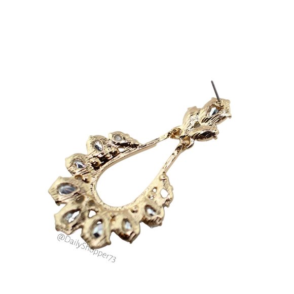 Women's Iridescent Rhinestone Drop Earrings - Picture 2 of 2